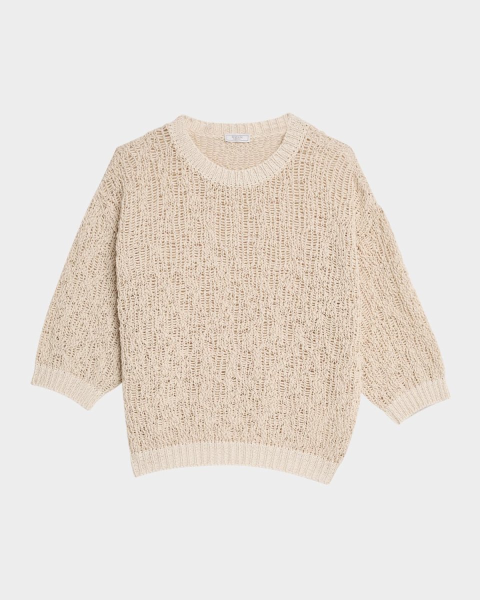 Open-Knit Crewneck Sweater